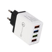 4-Port USB Wall Charger with Quick Charge 3.0 – EU, UK & US Plug | Multi-Colour