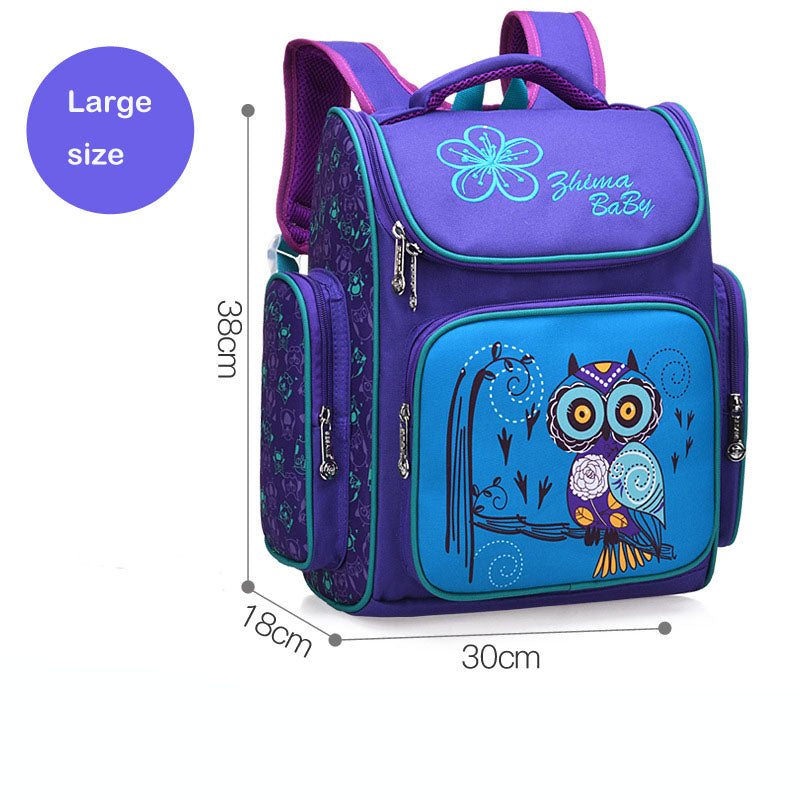 Cartoon Owl Kids School Backpack – 3D Cute Children's Bag (Blue, Purple, Rose Red)
