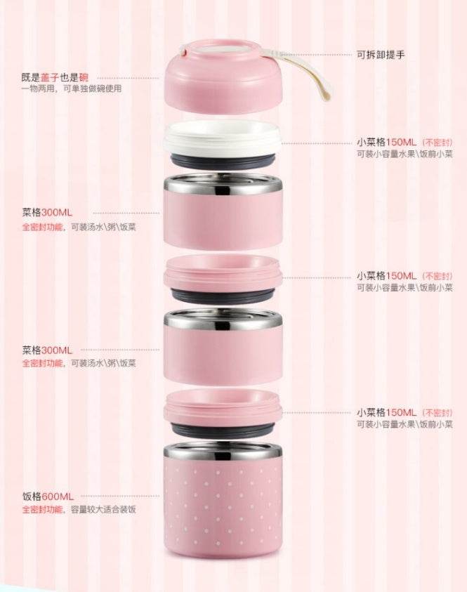 Japanese-Inspired Compartment Lunch Box – Stainless Steel, 1–3 Layer