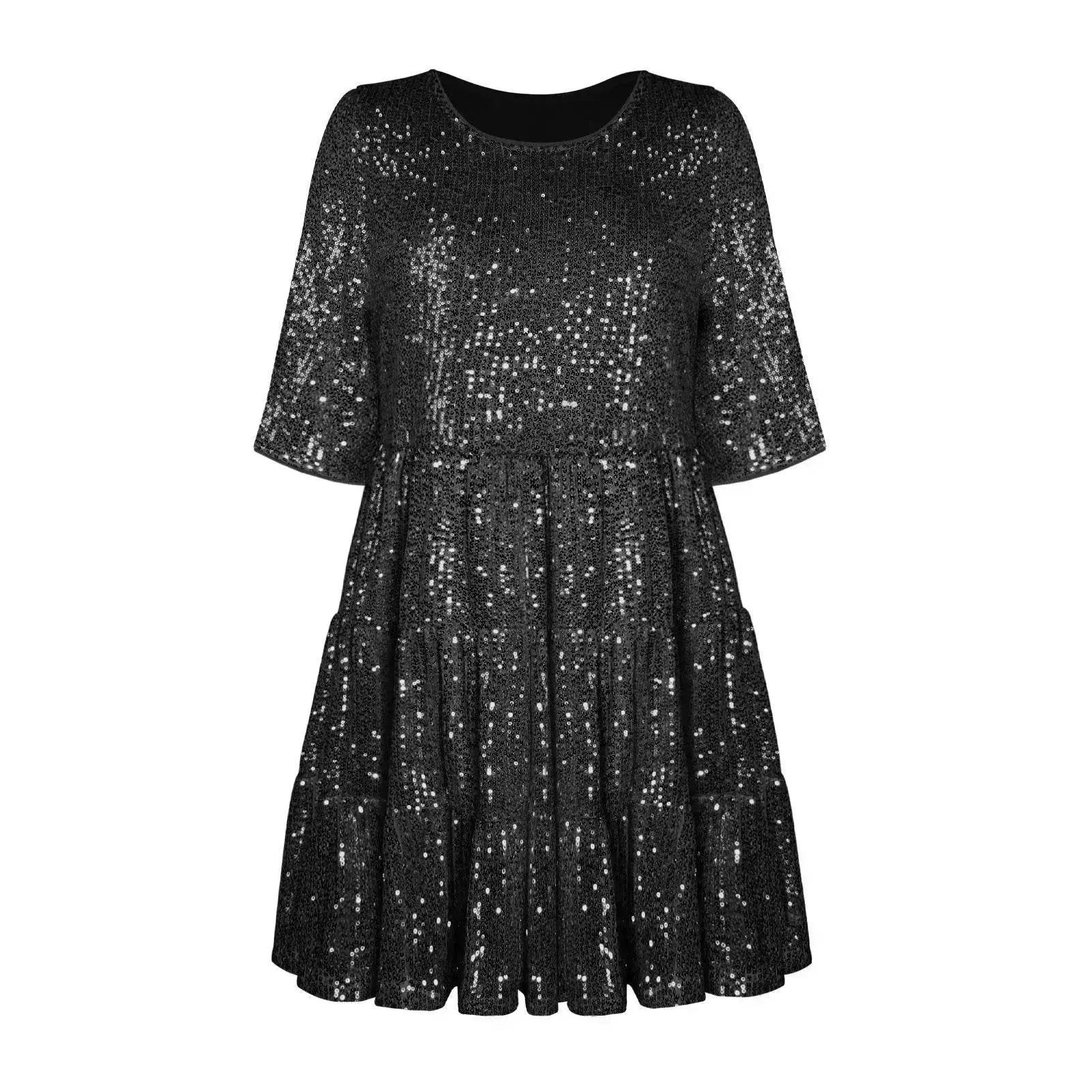 Elegant ladies Sequined Short Mini Skater Dress