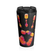 Travel Mug — Colorful Neon Paw Print Stainless Steel Tumbler