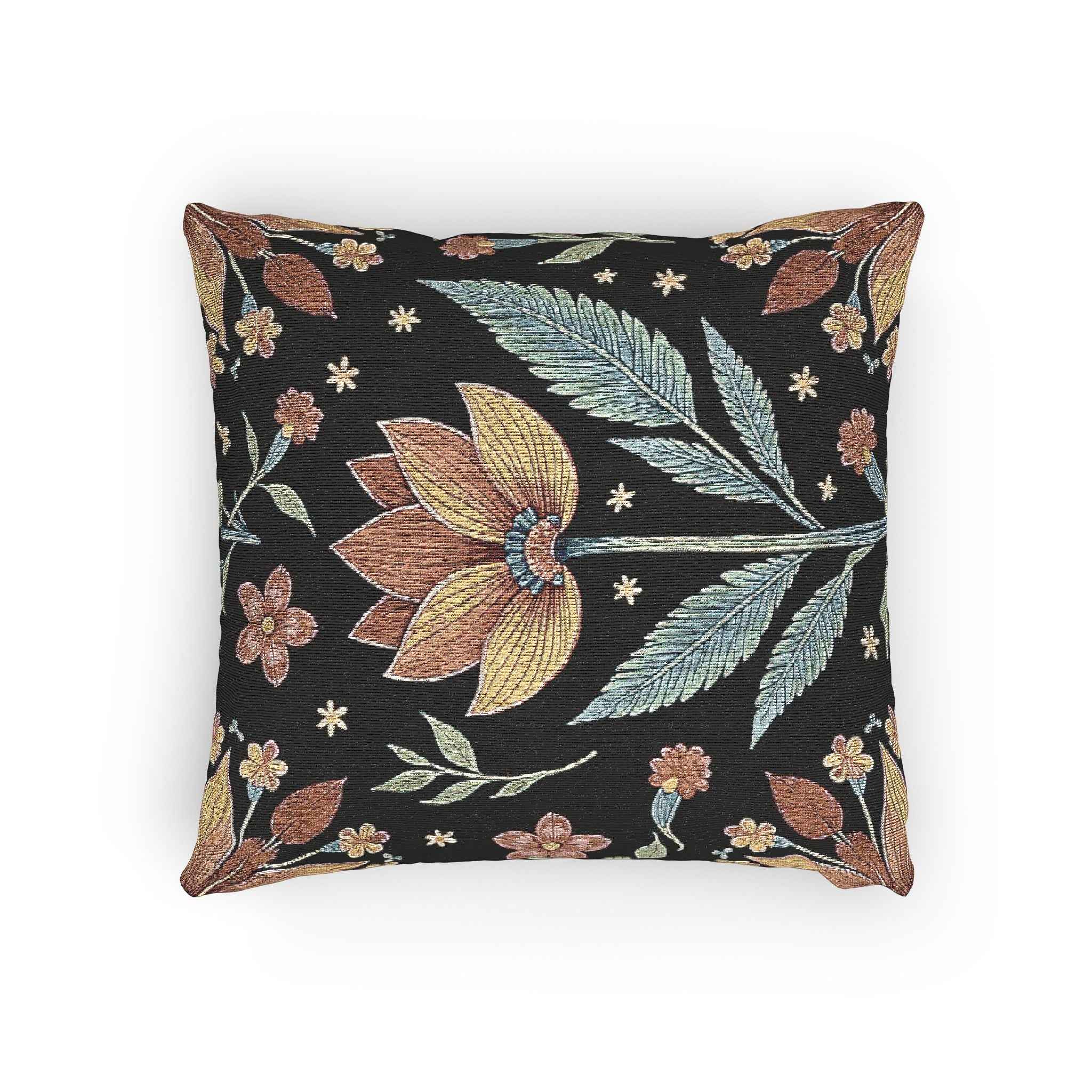 Vintage Floral Tapestry Woven Pillow | Botanical Throw Pillow