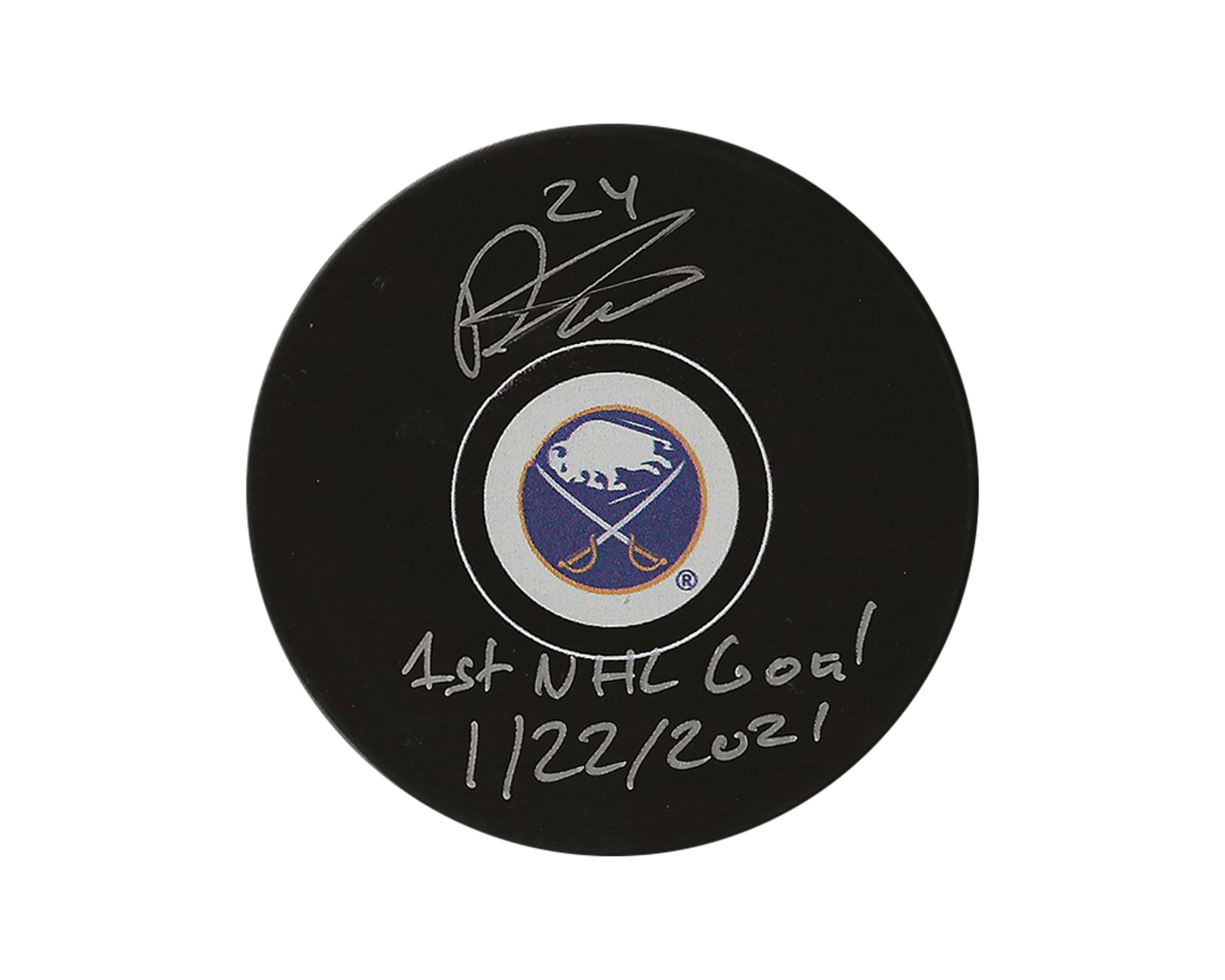 Dylan Cozens Autographed Buffalo Sabres Autograph Model Puck Inscribed 