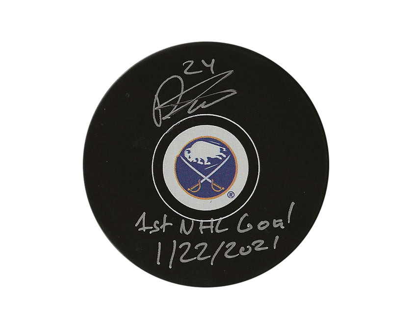 Dylan Cozens Autographed Buffalo Sabres Autograph Model Puck Inscribed 