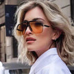 Premium Rimless Oversized Aviator Sunglasses for Women, PC Lens UV Protection Women’s Shade