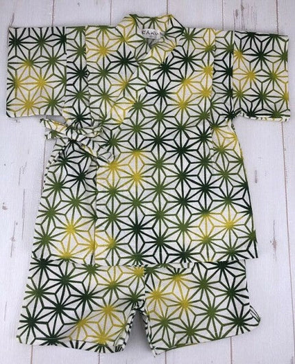 [Pre-Order] Made in Japan Jinbei Set: Hemp Leaf Pattern 2-Piece Set (Tsumugi Cotton) (Save 50% in January)