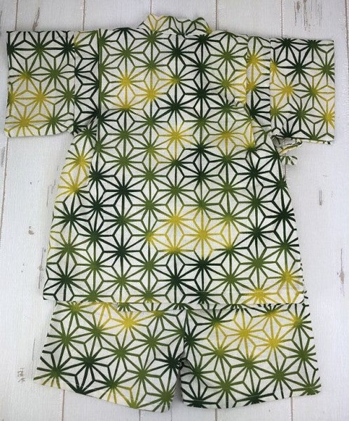 [Pre-Order] Made in Japan Jinbei Set: Hemp Leaf Pattern 2-Piece Set (Tsumugi Cotton) (Save 50% in January)