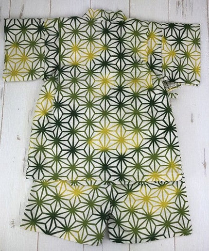 [Pre-Order] Made in Japan Jinbei Set: Hemp Leaf Pattern 2-Piece Set (Tsumugi Cotton) (Save 50% in January)