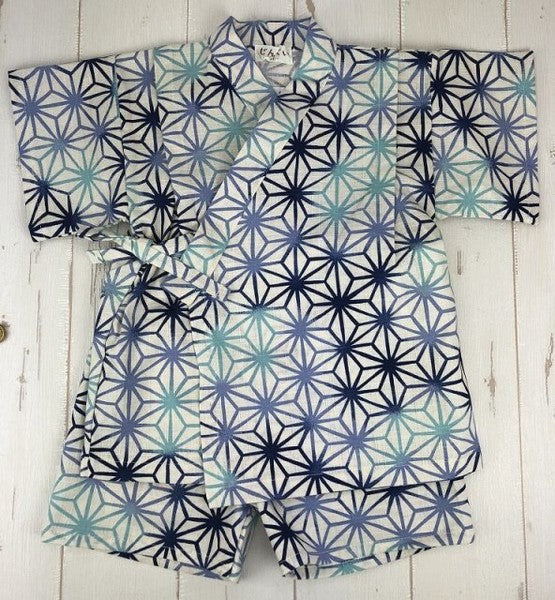 [Pre-Order] Made in Japan Jinbei Set: Hemp Leaf Pattern 2-Piece Set (Tsumugi Cotton) (Save 50% in January)