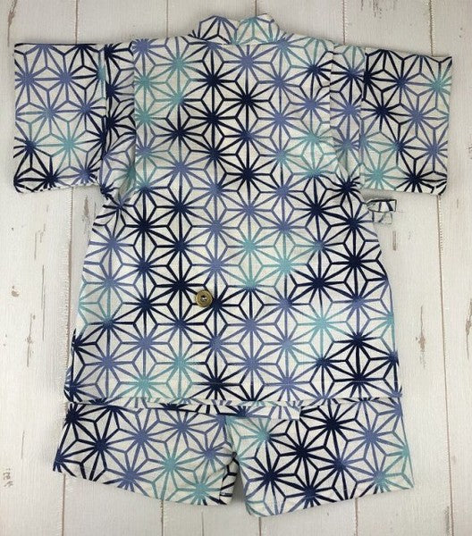 [Pre-Order] Made in Japan Jinbei Set: Hemp Leaf Pattern 2-Piece Set (Tsumugi Cotton) (Save 50% in January)