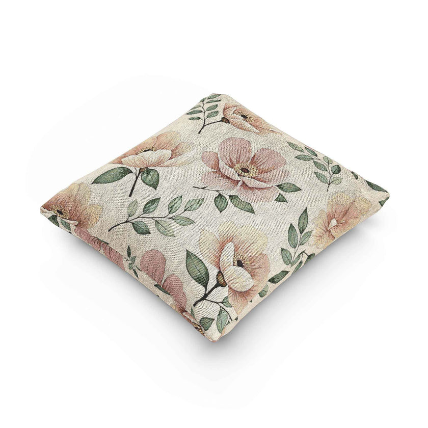 Elegant Watercolor Woven Pillow - Luxury Floral Living Room Accent