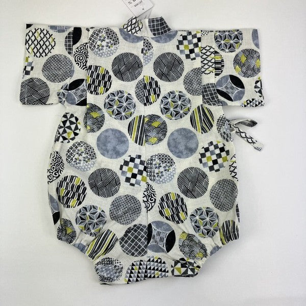 [Pre-Order] Made in Japan Jinbei Romper: Circle Pattern (Tsumugi Cotton) (Save 50% in January)