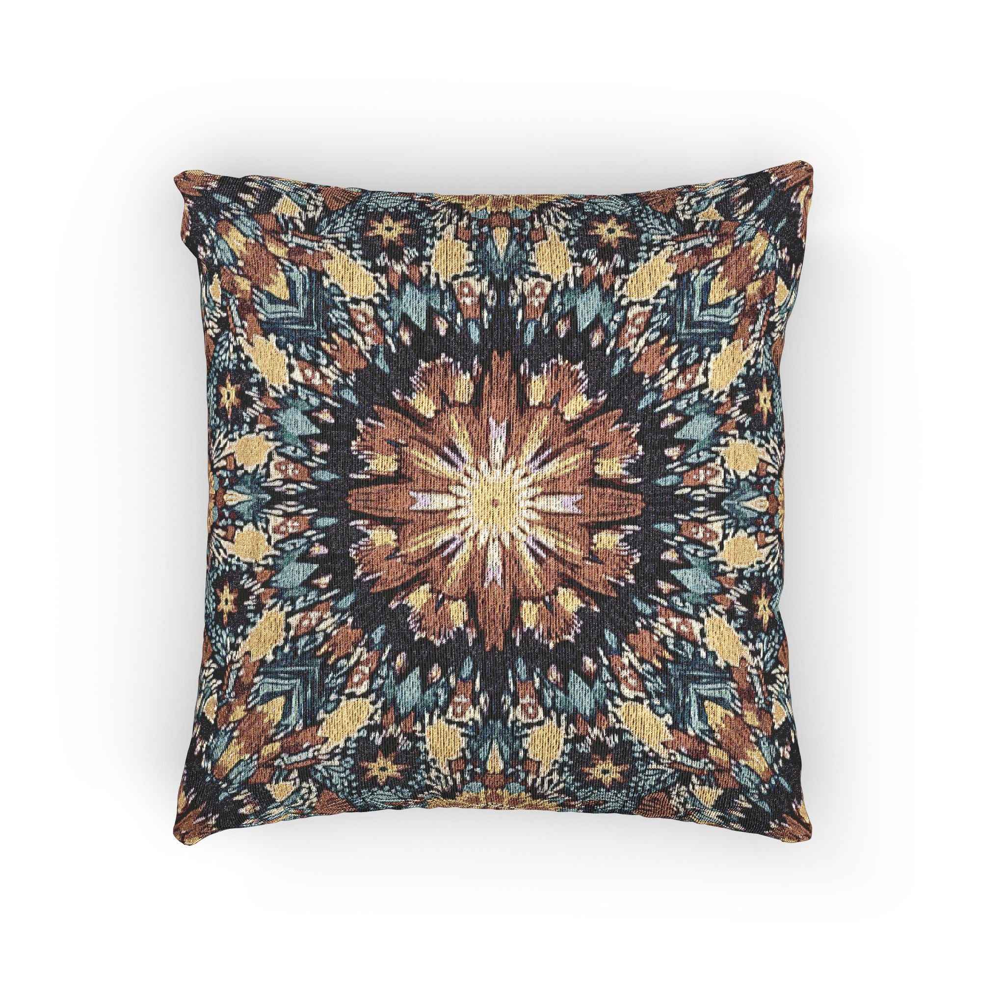 Geometric Mandala Woven Pillow | Boho Mosaic Throw Pillow