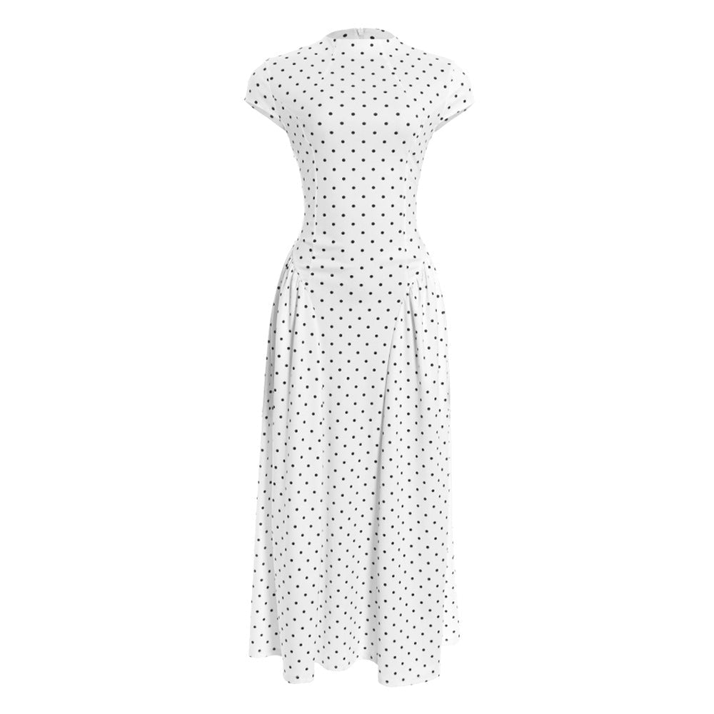Retro Printed High Waist Maxi Dress – Sleeveless Crew Neck Floor-Length Dress for Women