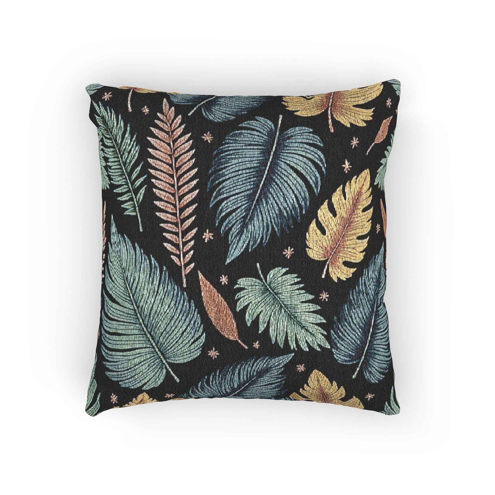 Autumn Leaves Woven Pillow | Multicolor Leaf Pattern, Textured Cushion