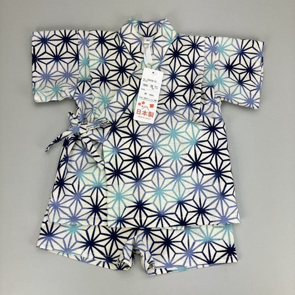 [Pre-Order] Made in Japan Jinbei Set: Hemp Leaf Pattern 2-Piece Set (Tsumugi Cotton) (Save 50% in January)