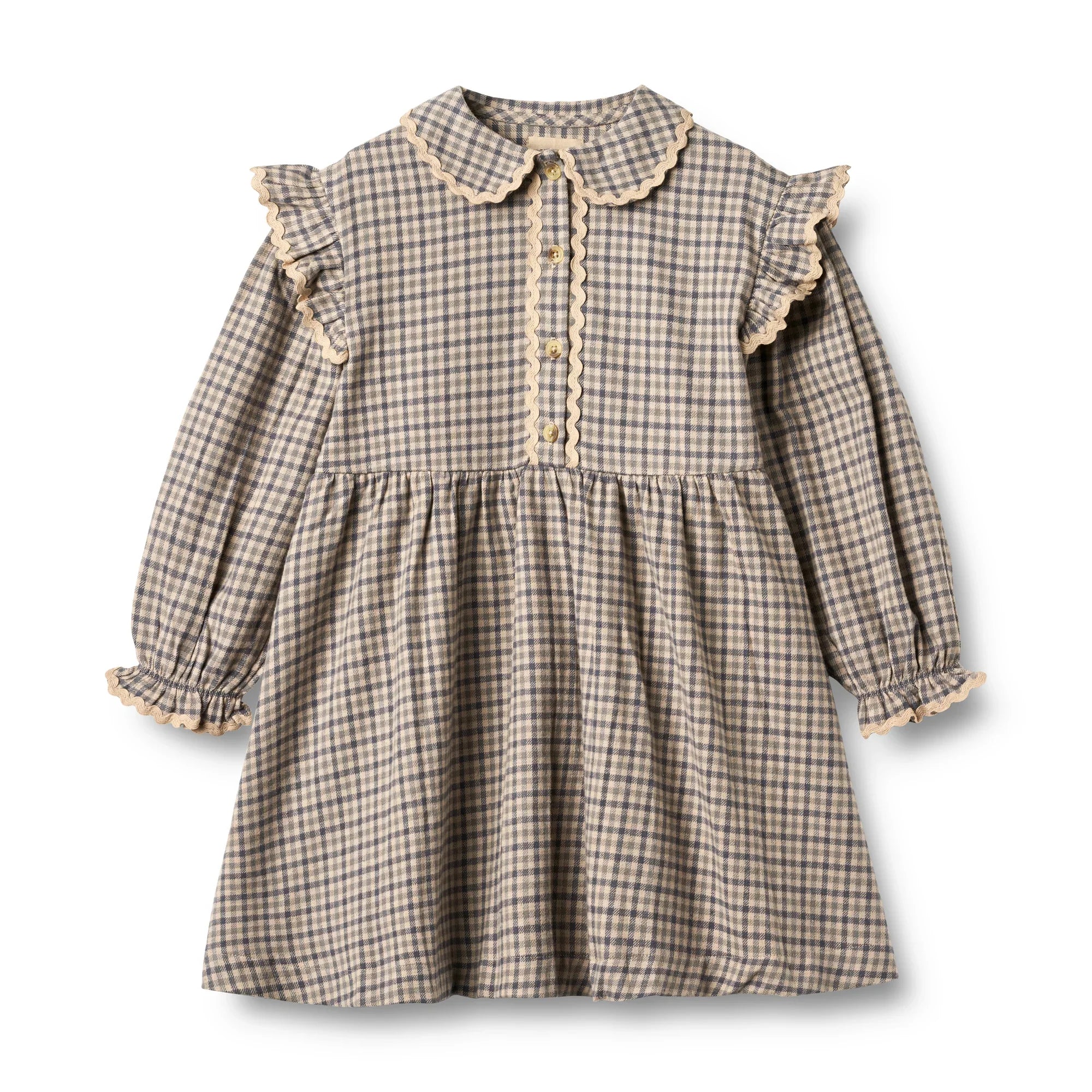 L/S Alissa Dress  | Blue Check | Wheat Kids