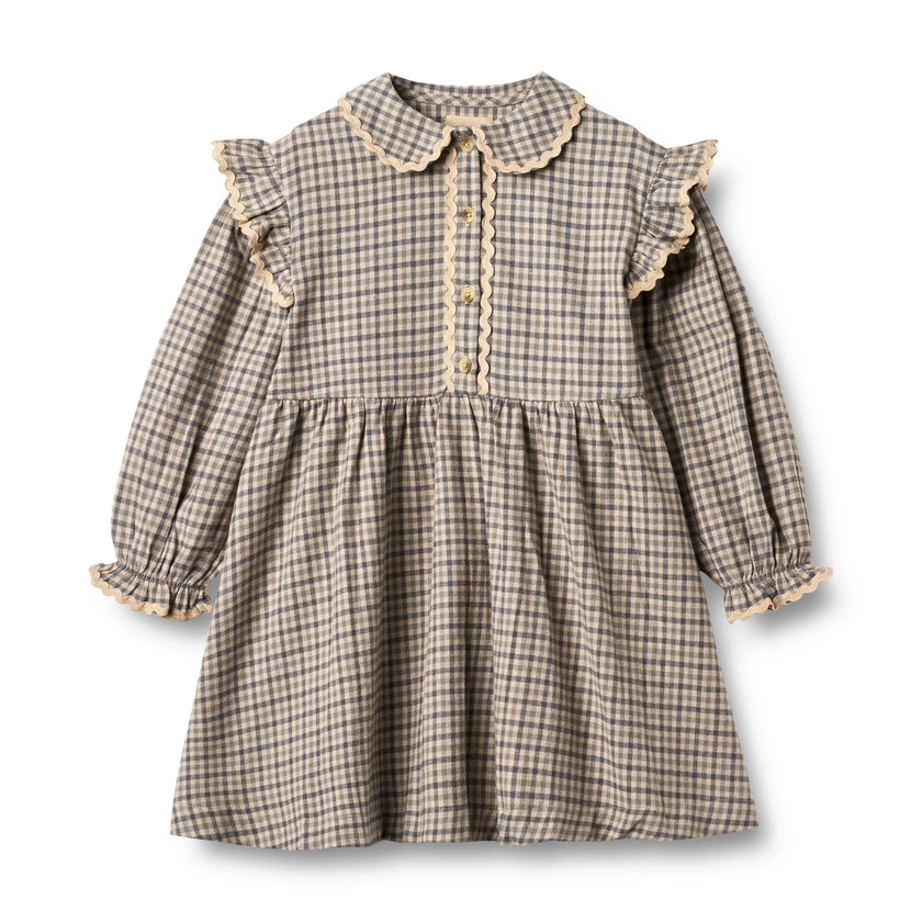 L/S Alissa Dress  | Blue Check | Wheat Kids