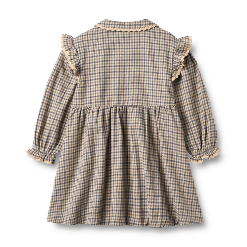 L/S Alissa Dress  | Blue Check | Wheat Kids