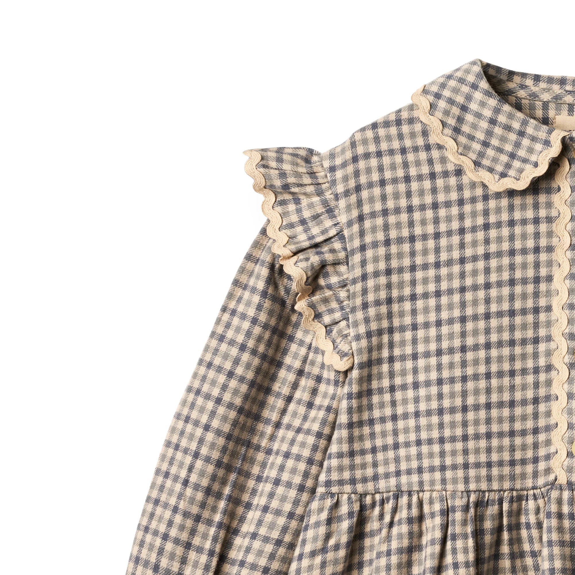 L/S Alissa Dress  | Blue Check | Wheat Kids