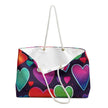 Neon Rainbow Hearts Weekender Bag | Colorful Heart Pattern Tote