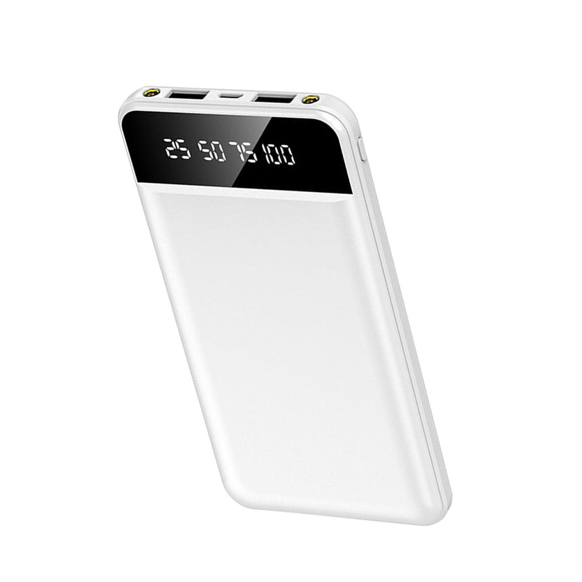 10000mAh Ultra Slim Power Bank Digital Display LED Flashlight 2 USB Ports Airline Approved