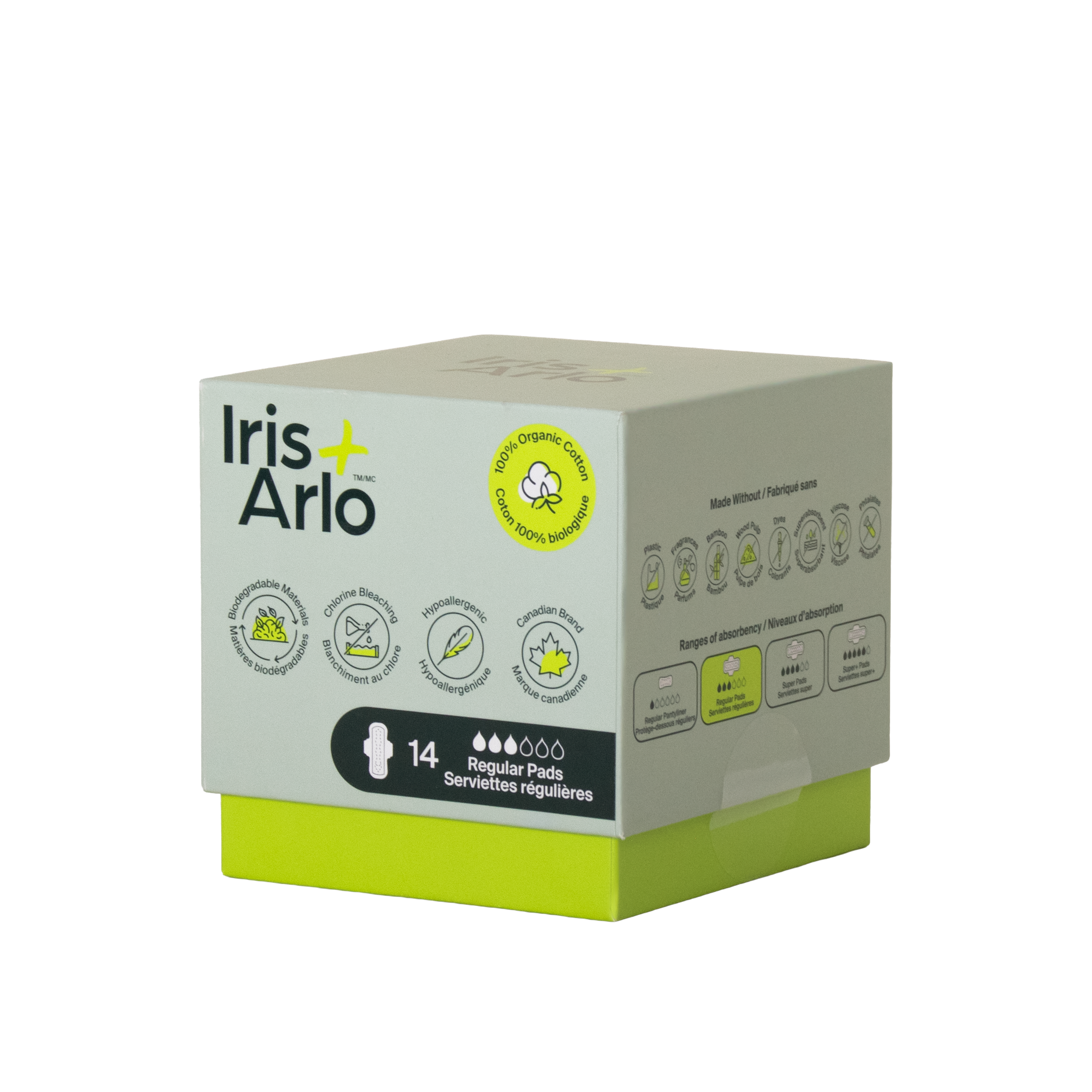 Iris + Arlo - Daily Pads, regular, 14ct - Iris + Arlo