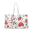Red Heart Floral Pattern Weekender Bag, Valentine Tote, Busy Mother, Mom Gift