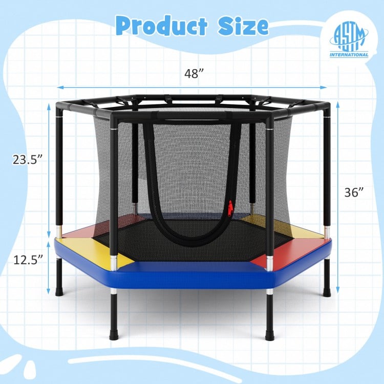 4 FT Small Toddler Recreational Trampoline with Safety Enclosure Net
