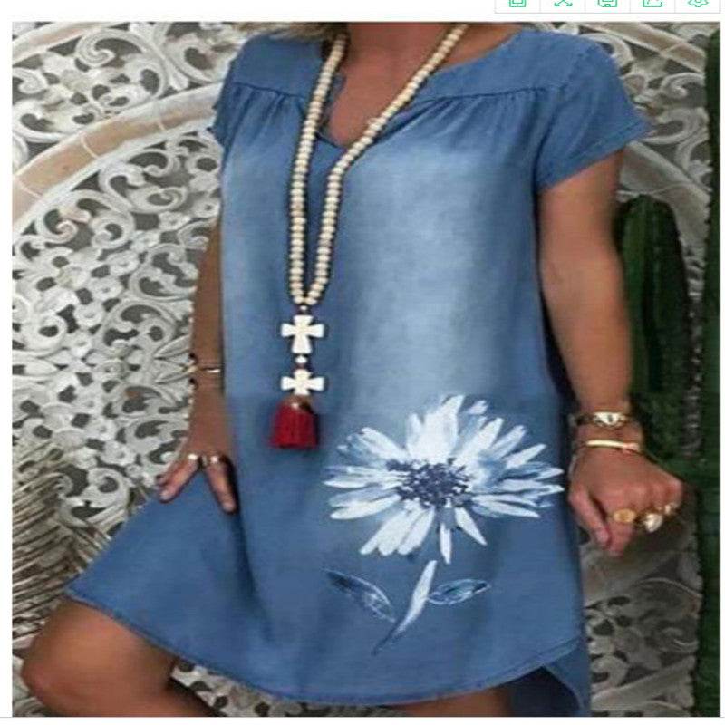 Casual Denim Fashion Floral jeans dress