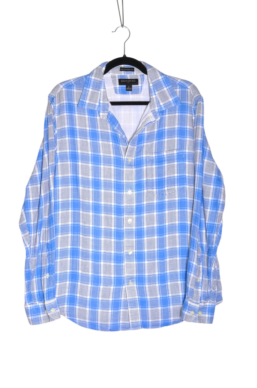 BANANA REPUBLIC Men Button Down Tops Regular fit in Blue - L