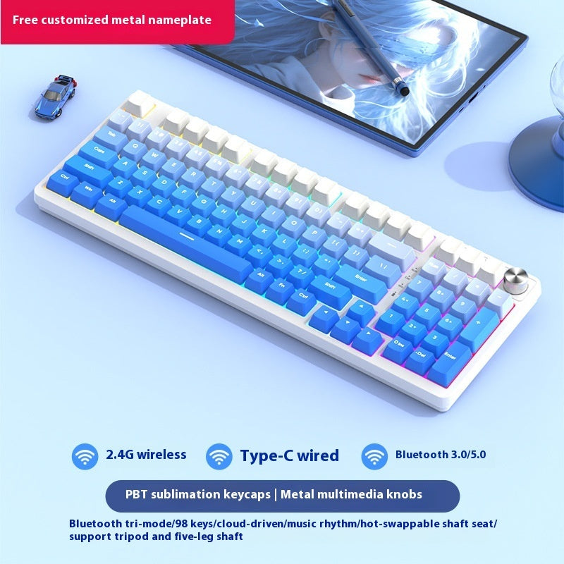 98-Key Wireless Bluetooth Mechanical Keyboard – Triple-Mode Gaming & Office | 30 Styles
