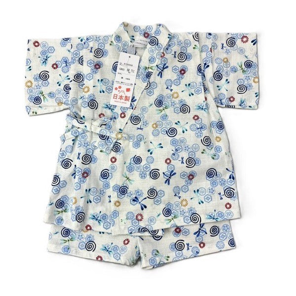 [Pre-Order] Made in Japan Jinbei Set: Family Crest & Dragonfly 2-Piece Set (Tsumugi Cotton) (Save 50% in January)