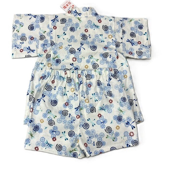 [Pre-Order] Made in Japan Jinbei Set: Family Crest & Dragonfly 2-Piece Set (Tsumugi Cotton) (Save 50% in January)