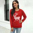 Fawn Reindeer jacquard christmas sweater Round neck women