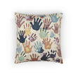 Handprint Pattern Woven Pillow | Multicolor Boho Decorative Pillow