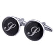 Men's Black Round Enamel Initial Letter Cufflinks – Brass & Crystal Formal Cufflinks A–Y | Canada & USA