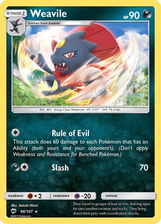 Weavile 86/147 - SM  Burning Shadows