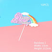 Birthday Cake Decoration Inserts – Rainbow & Balloon Baking Toppers (10 PCS)