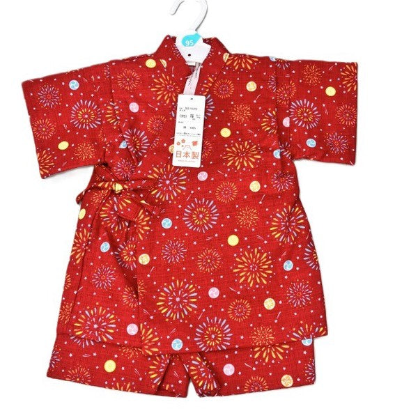 [Pre-Order] Made in Japan Jinbei Set: Fireworks Pattern 2-Piece Set (Tsumugi Cotton) (Save 50% in January)