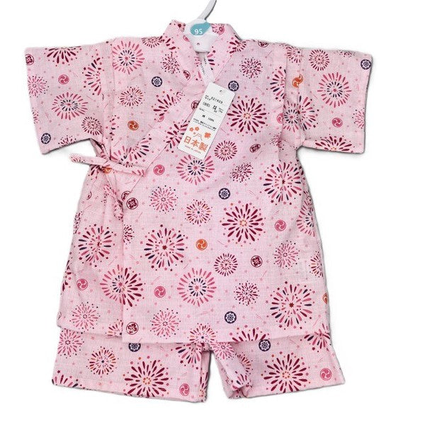 [Pre-Order] Made in Japan Jinbei Set: Fireworks Pattern 2-Piece Set (Tsumugi Cotton) (Save 50% in January)