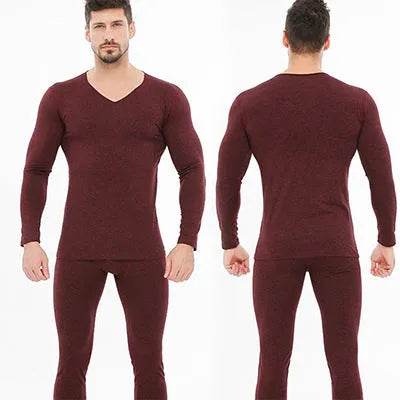 Winter Men's Sleepwear Loungewear Cashmere Long John set