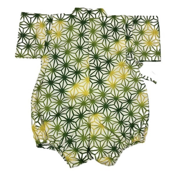 [Pre-Order] Made in Japan Jinbei Romper: Hemp Leaf Pattern (Tsumugi Cotton) (Save 50% in January)
