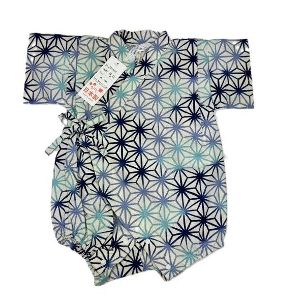 [Pre-Order] Made in Japan Jinbei Romper: Hemp Leaf Pattern (Tsumugi Cotton) (Save 50% in January)