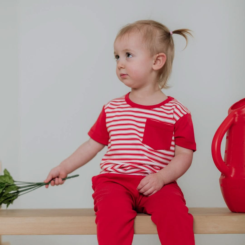 Baby/Kids' Bamboo Pocket T-Shirt | Market Veggies Cream