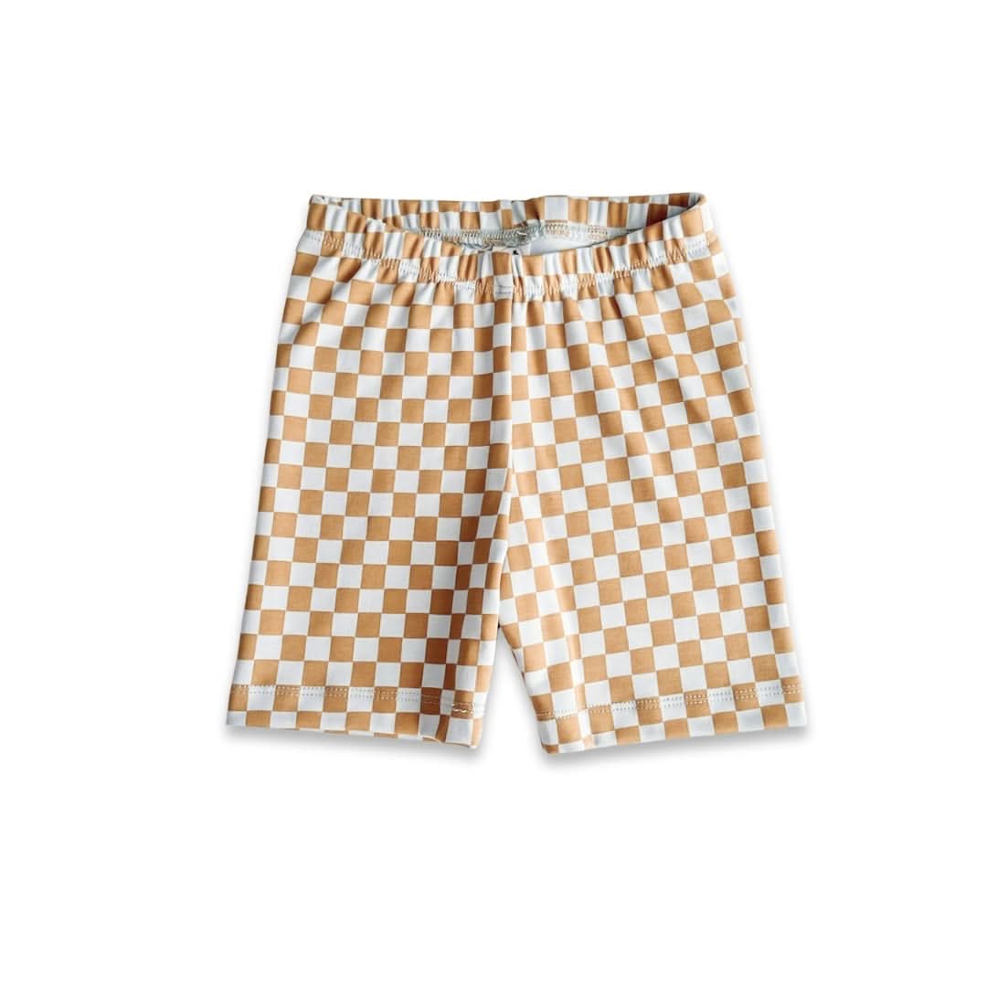 Kids' Bamboo Bike Shorts | Blue Checkers