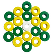 32 Green and Yellow Carrom / Pichenotte / Croquignole Rings - (Green / Yellow / Natural / Black / White) - Anneaux De Pichenottes - Game Accessories / Accessoires De Jeu