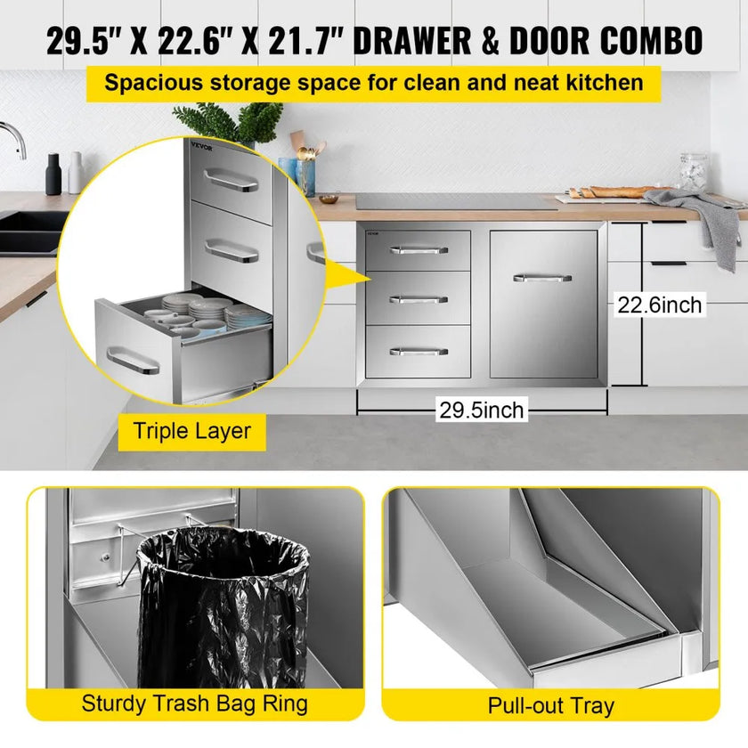 VEVOR Outdoor Kitchen Door Drawer Combo 29.5\