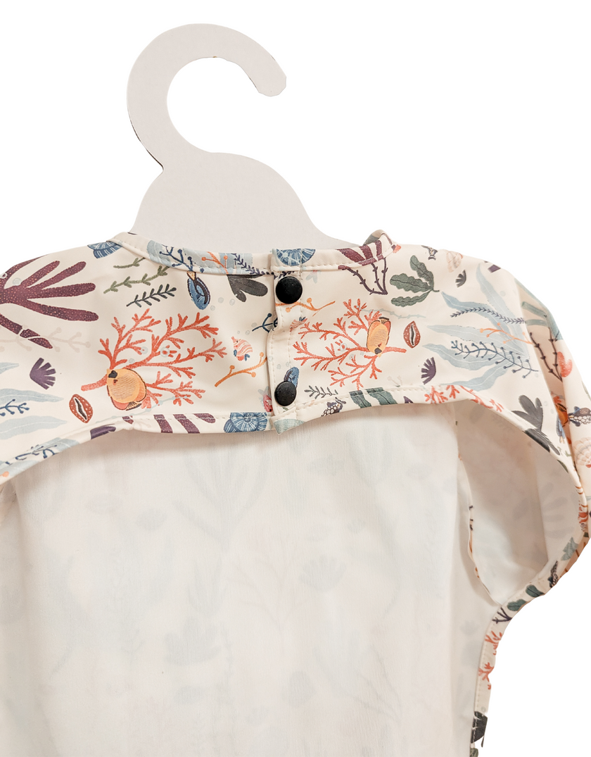 Long-sleeved bib - Flowers and birds - Menoum