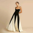 Luxury Women Sleeveless Color Contrast Sling Dress for Wedding Cocktail Evening Party events